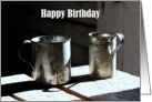 Happy Birthday Vintage Tin Cups, blank card