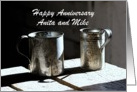 Happy Anniversary, Vintage Tin Cups, Custom Text card