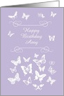 Amy Lavender Butterflies Happy Birthday Custom Text card