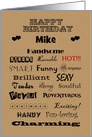 Mike Happy Birthday Words of Praise Custom Text card