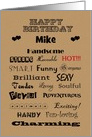 Mike Happy Birthday Words of Praise Custom Text card