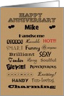 Mike Happy Anniversary Words of Praise Custom Text card