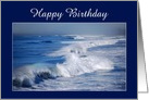 Happy Birthday Rainbow Over Ocean Waves card