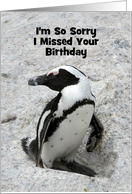 Penguin Belated Birthday, Custom Text card