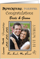 Congratulations to the Bride and Groom, Gold, Custom Photo and Text card