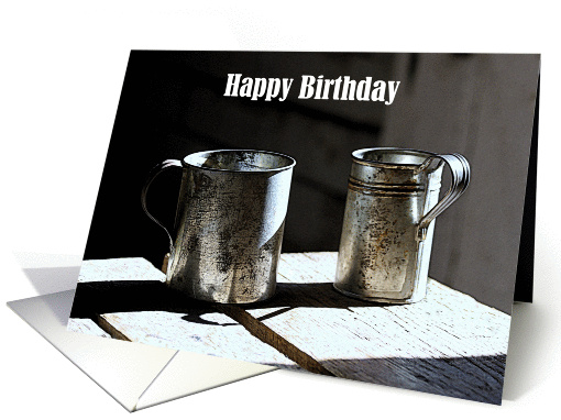 Happy Birthday Vintage Tin Cups, blank card (1182616)