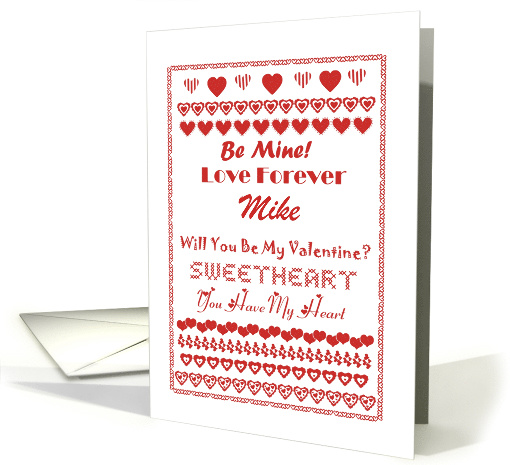 Lots of Hearts Will You Be My Valentine Mike, Custom Text card