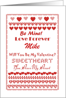 Lots of Hearts Will You Be My Valentine Mike, Custom Text card