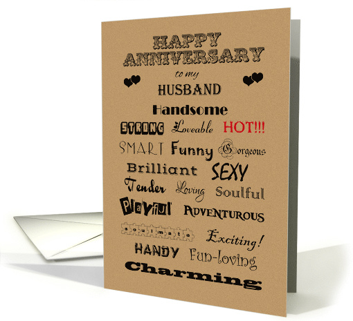 Husband Happy Anniversary Words of Praise card (1237954)