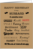 Husband Happy Birthday Words of Praise card