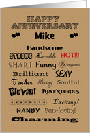 Mike Happy Anniversary Words of Praise Custom Text card