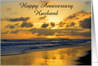 Husband Happy Anniversary Hawaii Beach Sunset, Custom Text card