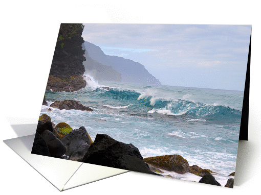 Waves Crashing on Na Pali Coast in Kauai, Hawaii card (1259466)