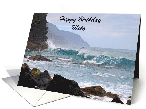 Happy Birthday Waves on Na Pali Coast, Kauai, Hawaii, Custom Text card