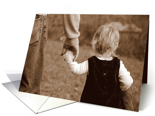 Little Girl Holds Her Father's Hand Blank Notecard card (406788)