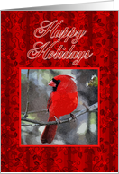 Happy Holidays Cardinal and Holly Art card