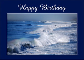Happy Birthday Rainbow Over Ocean Waves