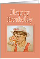 Happy Birthday Girl with Pink Conch Shell card