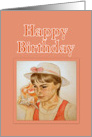 Happy Birthday Girl with Pink Conch Shell card