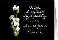 Deepest Sympathy Cousin White Orchids card