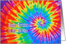 Old Man (Husband) Tie-Dye Groovy Happy Birthday card