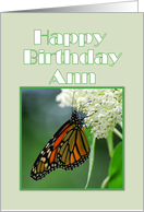 Happy Birthday, Ann, Monarch Butterfly on White Milkweed Flower card