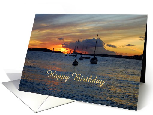 Happy Birthday, Sailboats at Sunset card (896948)