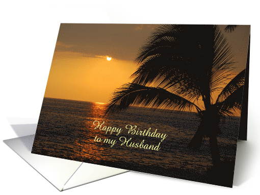 Happy Birthday to Husband Hawaiian Sunset Custom Text card (933707)