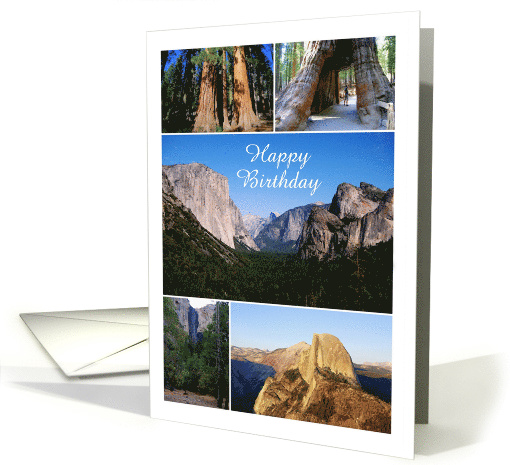 Happy Birthday, Yosemite National Park Collage, Custom Text card