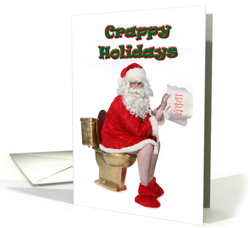 Crappy Holidays, Santa on His Gold Throne (Toilet) card (882033)