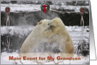 Wrestling Christmas Polar Bears for Grandson card