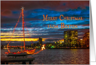 Merry Christmas from Boston  Rudolph’s sailboat card