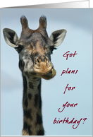 Giraffe Birthday plans card