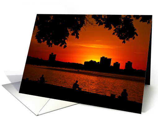 Sunset on the Charles  Boston's Esplanade card (949545)