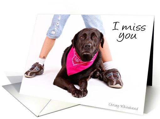 I Miss You (Labrador & girl) card (410965)