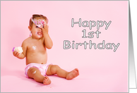 Happy 1st Birthday (fallen tiara) card