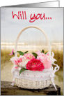 Will you be my bridesmaid?(beach flower basket) card