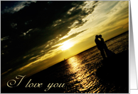 I love you (Couple in sunset) card