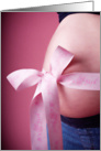 It’s a girl! (Pink ribbon around belly) card