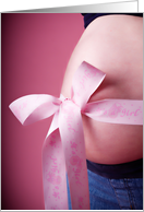 Baby shower Invite (Pink ribbon around belly) card