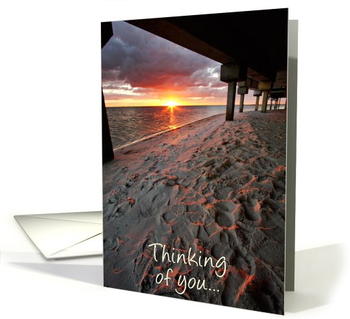 Thinking of you...(Sunset in Tampa, lighting hitting sand) card