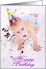 Happy Birthday! (Messy baby with cake everywhere) card