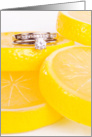 We’re engaged! (Rings on lemons.) card