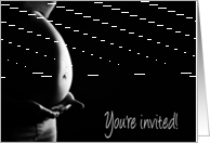 You’re invited to a baby shower, we’re adopting! (B&W belly photo) card