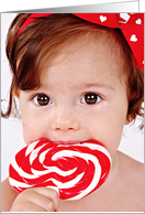 Mother’s Day Card(Little girl with a red lollipop, Close up) card