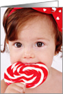 Mother’s Day Card(Little girl with a red lollipop, Close up) card