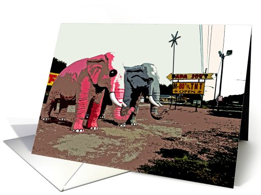 Elephants on the roadside card (414710)