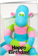 Happy Birthday (Sherbert sock monkey) card