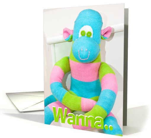 Wanna.. PROPOSAL for marriage (Sherbert sock monkey) card (414730)