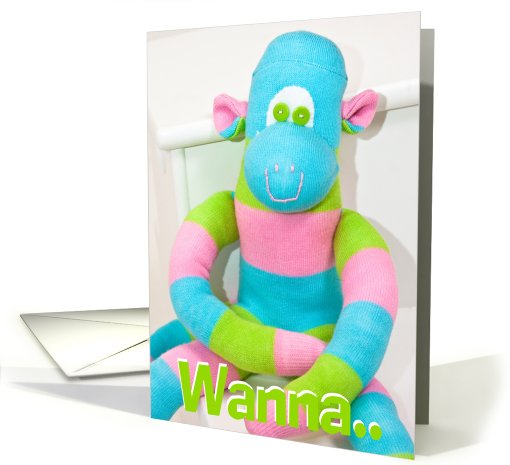 Wanna.. BIRTHDAY PARTY (Sherbert sock monkey) card (414738)